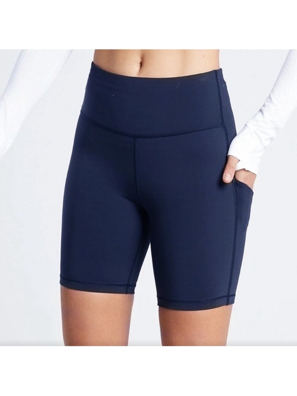 Athleta Ultimate Stash Pocket 7” Navy Athletic Bike Shorts Medium